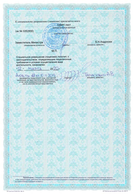 Специальное разрешение (лицензия), стр. 2